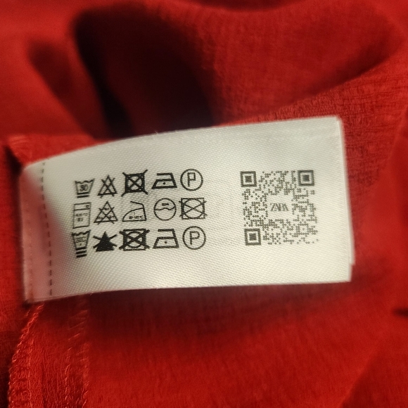 Zara ZW Collection Red Belted Long Dress Wide Neck Side Slit Size XS - Picture 8 of 16